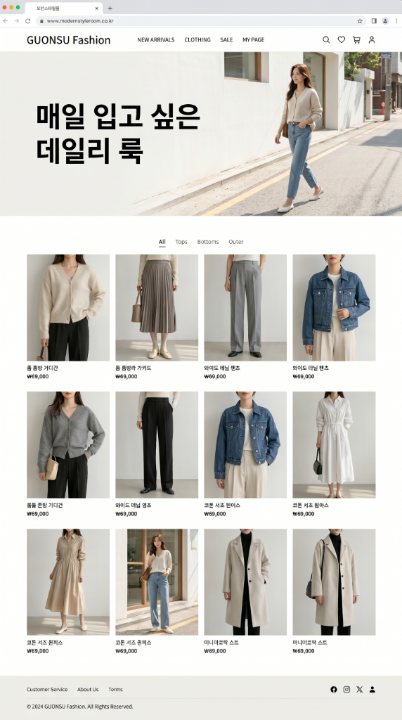 쇼핑몰 홈페이지 예시 - GUONSU Fashion