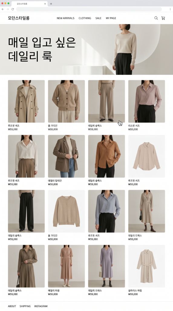 쇼핑몰 홈페이지 예시